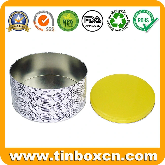 Large Round Bakery Metal Box Cookies Can Cake Tin for Baked Container